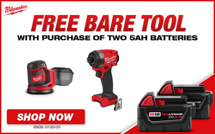Free Milwaukee Bare Tool With Purchase of This 2Pack Of M18 Batteries