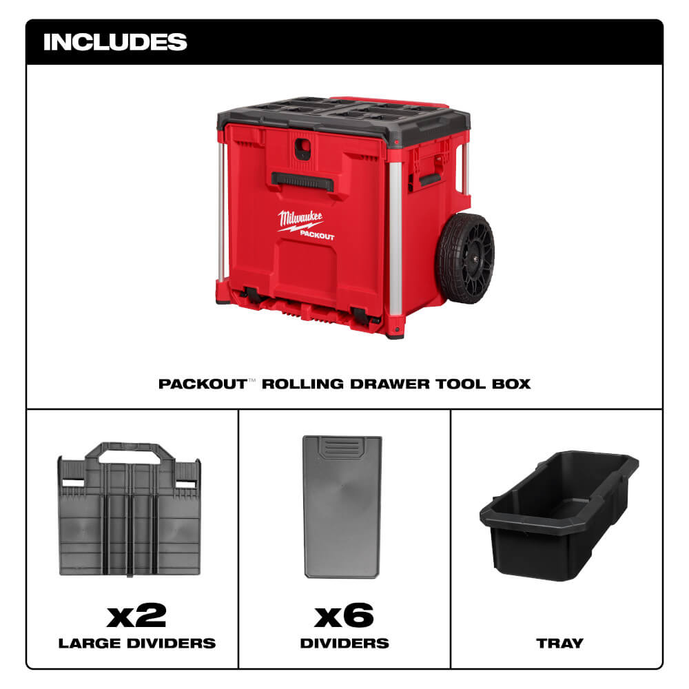 NEW! Milwaukee 48-22-8420 PACKOUT Rolling Drawer Tool Box w/ 250-Pound Capacity