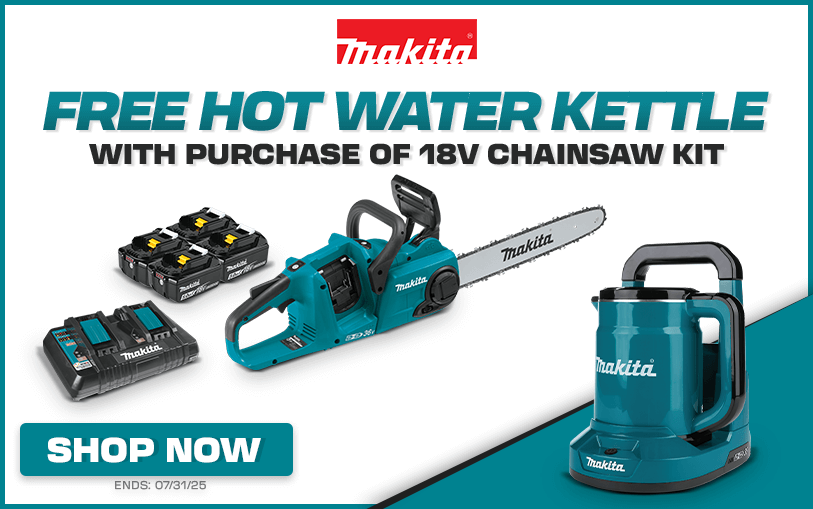Free Makita Hot Water Kettle With Purchase of This 18V Chainsaw Kit