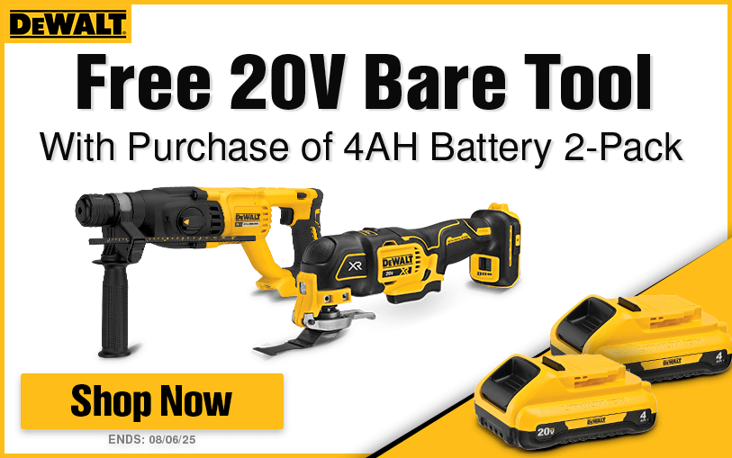 Free DeWALT 20V Bare Tool With Purchase of This 4AH Battery 2-Pack