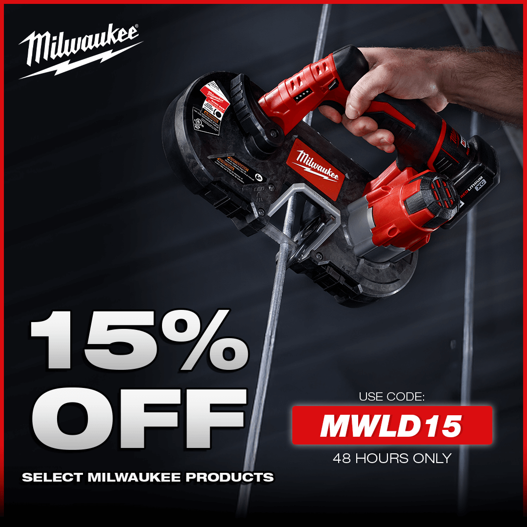 15% Off Select Milwaukee Products When You Use Code: MWLD15 - 48Hrs Only