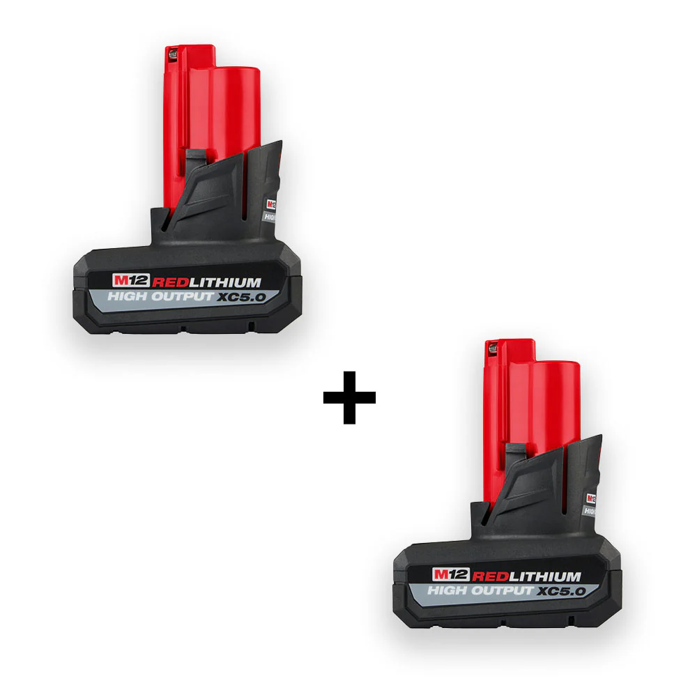Image of Milwaukee 48-11-2450X2 M12 12V High Output XC 5AH Battery - 2 PK