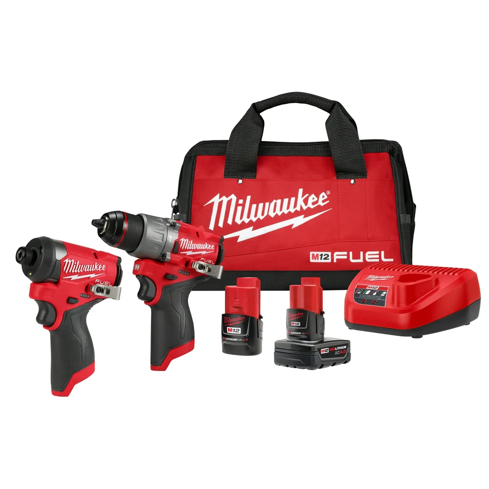 Image of Milwaukee 3497-22 M12 FUEL 12V Cordless Li-Ion 2-Tool Combo Kit w/ 2 Batteries