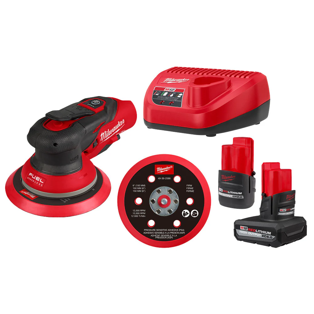 Image of Milwaukee 2585-22CX M12 FUEL 12V 6" Random Orbital Sander Kit (3/16")
