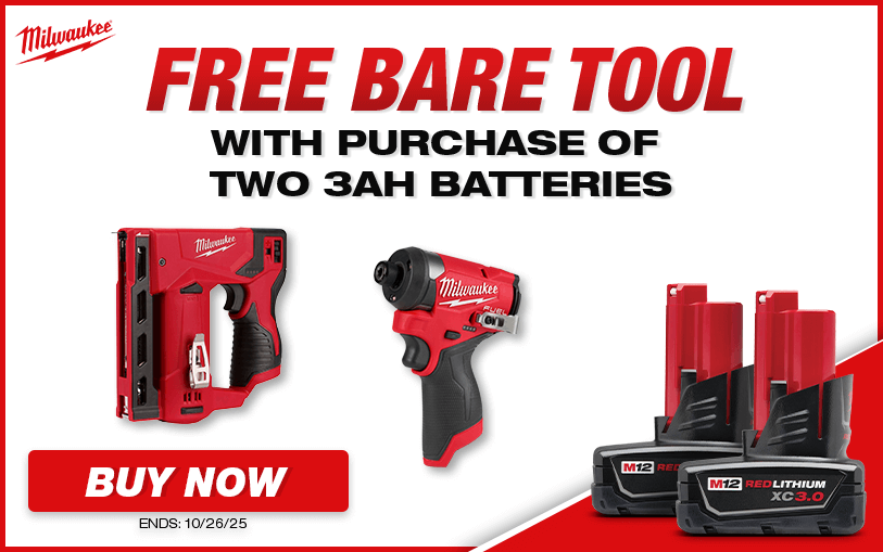 Free Milwaukee Bare Tool With Purchase Of Select Two 3AH Batteries