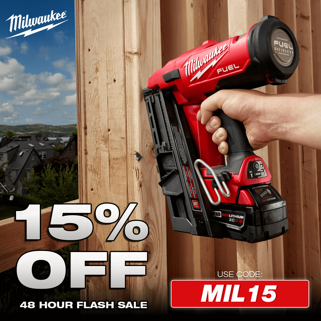 Your Weekend Just Got Better: 15% Off Milwaukee Tools!  2 Days Only, Use Code: MIL15