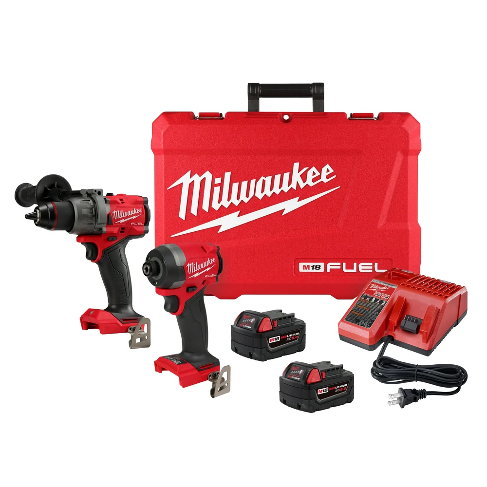 Image of Milwaukee 3697-22 M18 FUEL 18V Cordless 2-Tool Combo Kit w/ 5.0AH Batteries