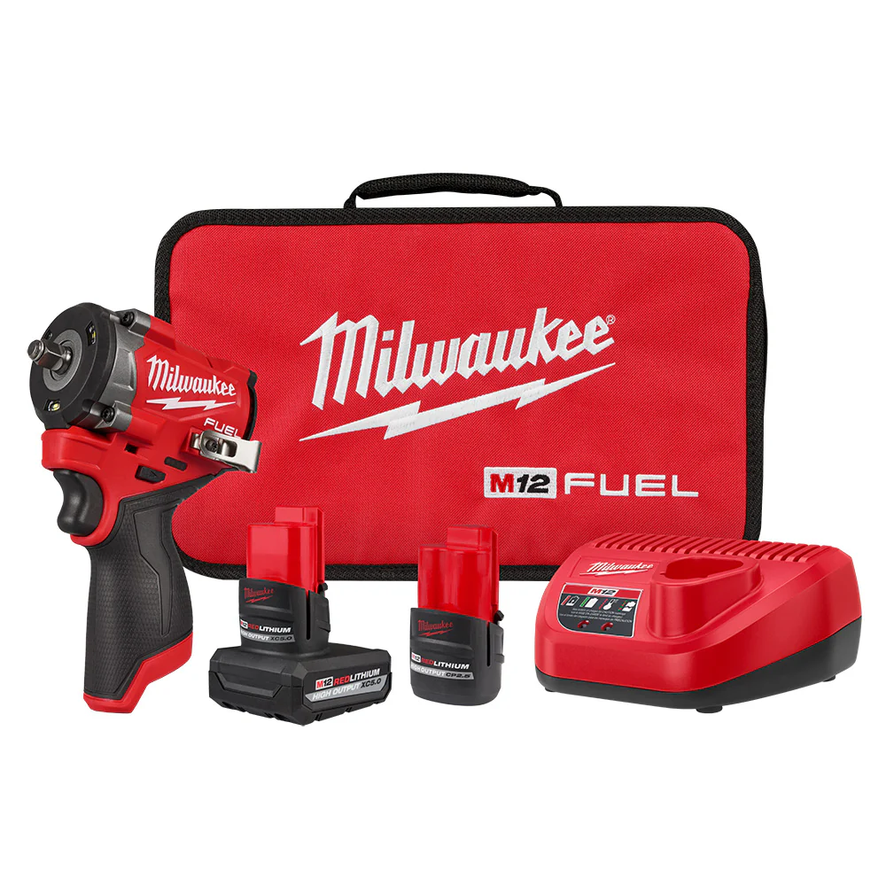 Image of Milwaukee 2562-22 12V FUEL M12 3/8" Stubby Cordless Li-Ion Impact Wrench Kit