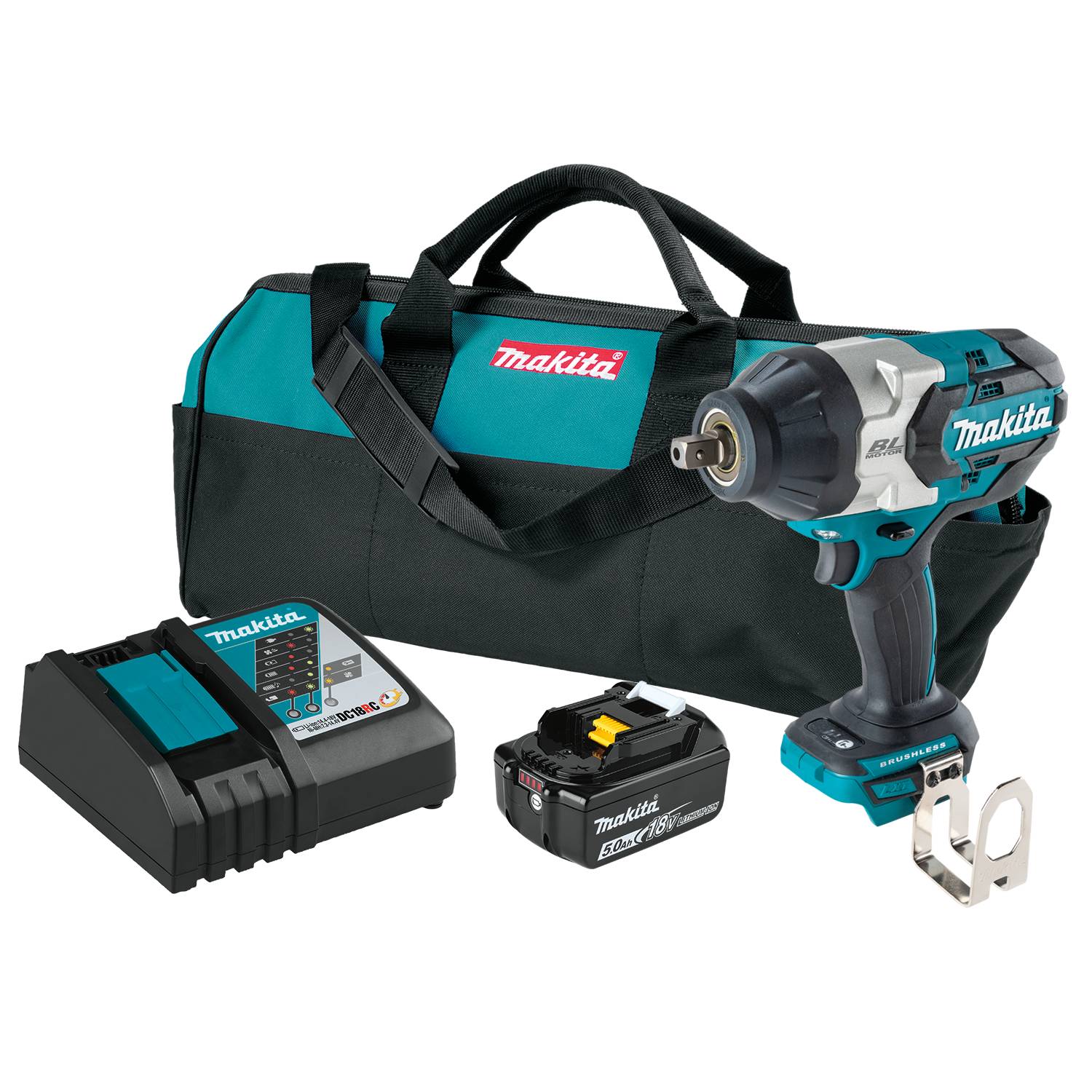 Image of Makita XWT19T18V LXT Lithium-Ion Brushless 3-Speed 1/2" Impact Wrench Kit w/ Detent