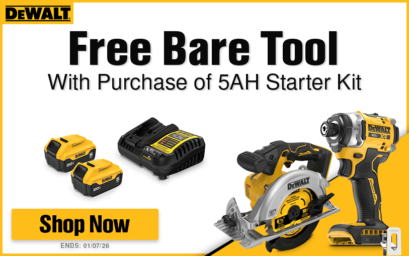 Free DeWALT Bare Tool With Purchase of Select 5Ah Starter Kit