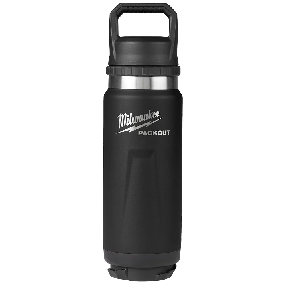 Image of Milwaukee 48-22-8396B PACKOUT 24 oz Black Insulated Bottle with Chug Lid