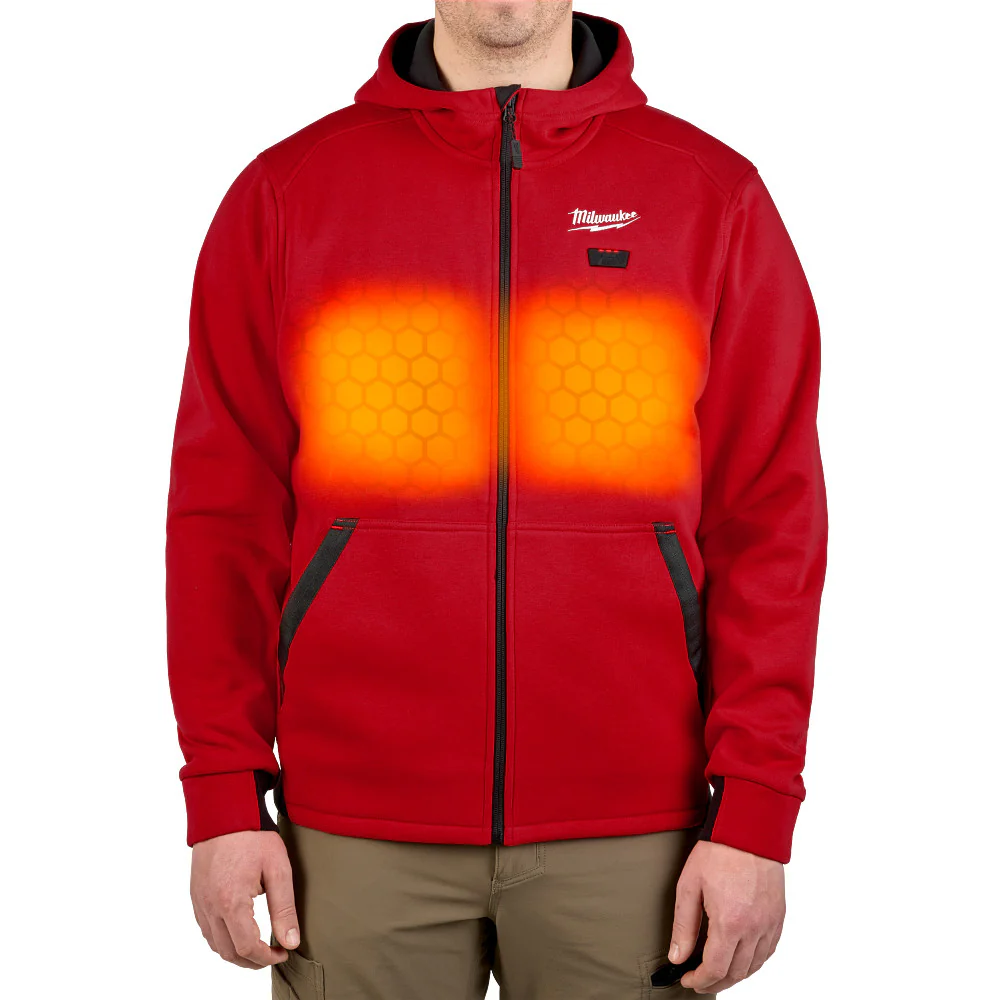 Image of Milwaukee M200R-20L M12 12V Heated Hoodie - Red Large Comfortable Fit
