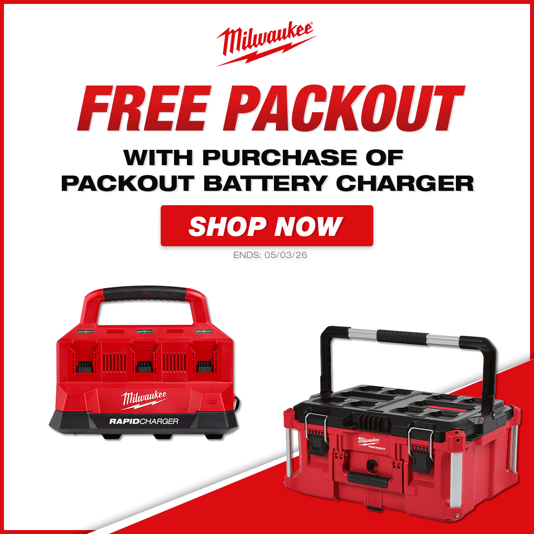Free Milwaukee PACKOUT With Purchase of Select PACKOUT Battery Chargers