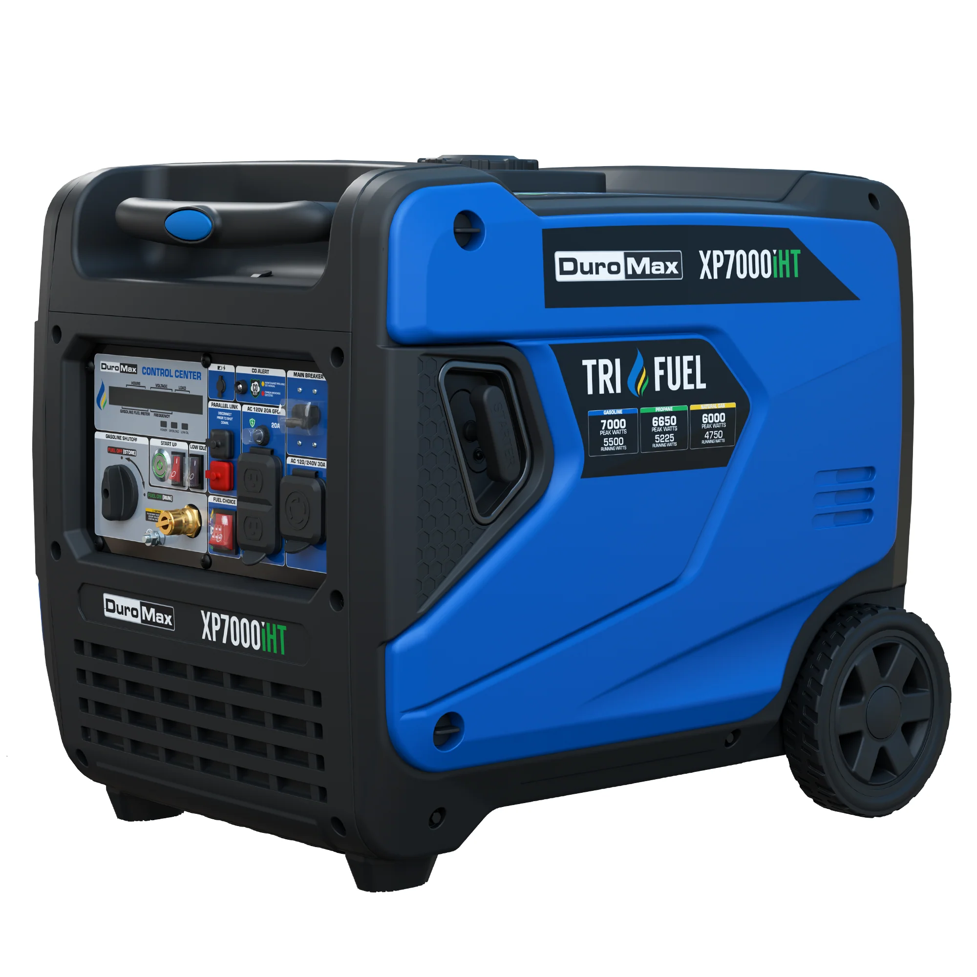 Image of DuroMax XP7000iHT 7,000 Watt Portable Tri Fuel Inverter Generator - Quiet, Low THD
