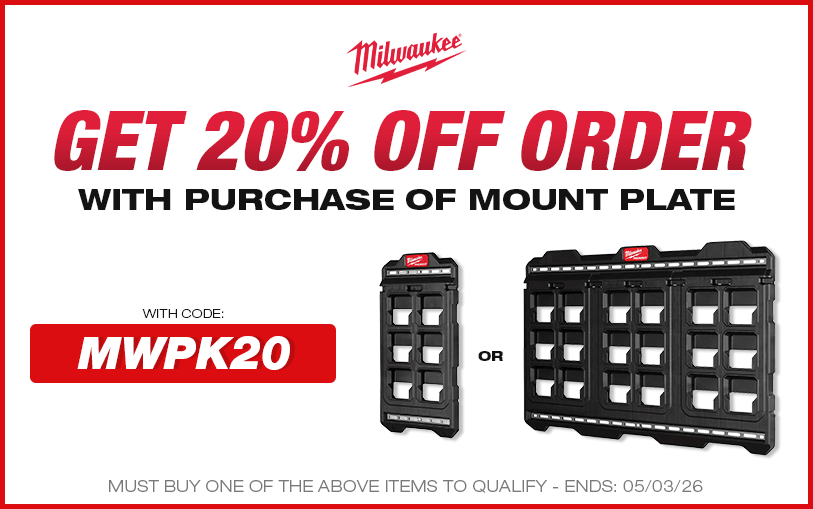 Get 20$ Off Your Order With Purchase of Milwaukee Mount Plate | Use Code: MWPK20