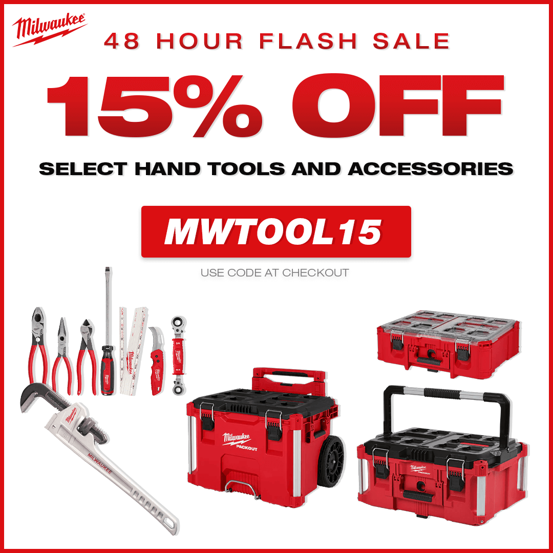 Flash Sale: 15% Off Milwaukee — Ends 2/25 | Use Code: MWTOOL15 & Save on the tools pros trust before this deal ends.