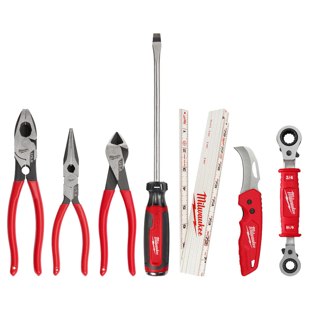 Image of Milwaukee 48-22-0143 Power Utility Hand Tool Set for Construction Projects - 7PC