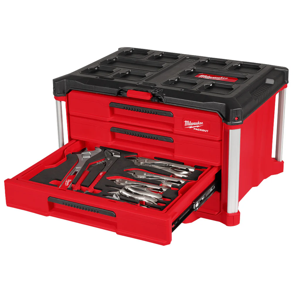 Image of Milwaukee 48-22-9493 Hand Tool Set w/ PACKOUT 4 Drawer Tool Storage Box - 64PC