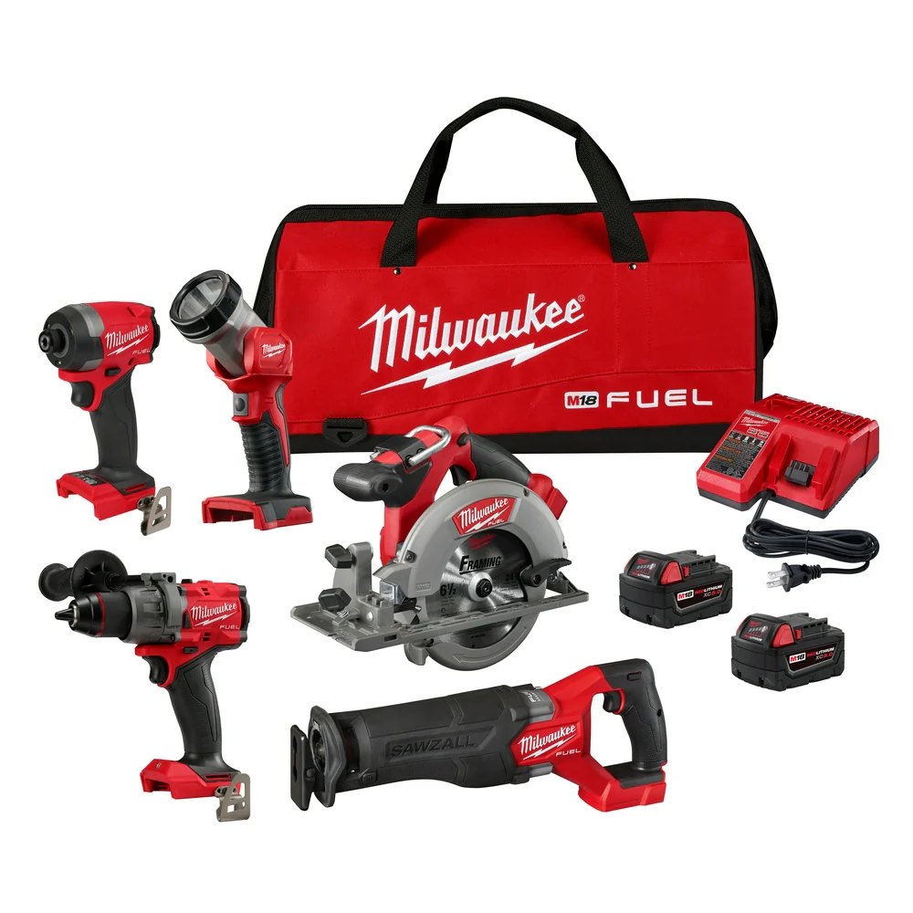 Image of Milwaukee 3697-25 M18 FUEL 18V 5 Tool Cordless Brushless Li-Ion Combo Kit
