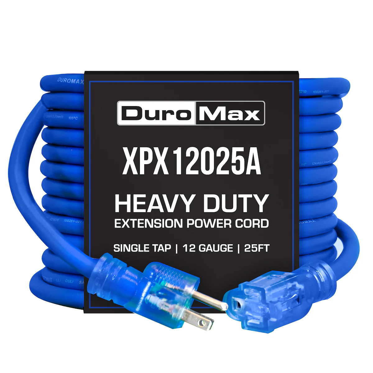 Image of DuroMax XPX12025A Heavy Duty SJEOOW 25-Foot 12 Gauge Blue Single Tap Extension Power Cord