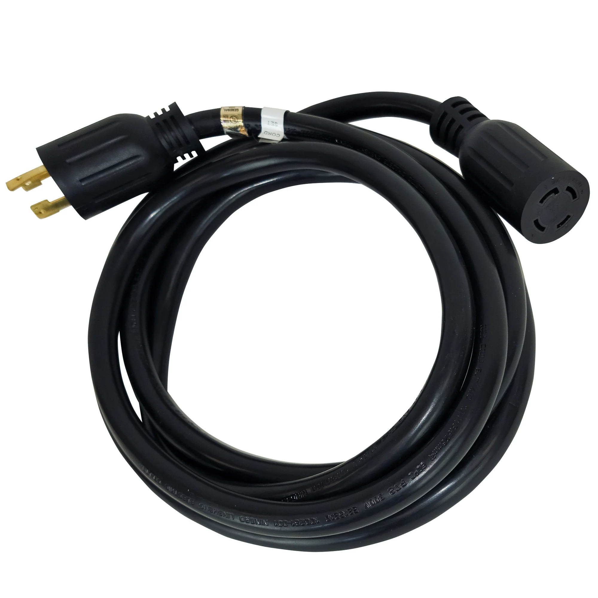 Image of DuroMax XP3010GC 30-Amp 10-Foot 10-Gauge L14-30 Heavy Duty Generator Power Cord for Home Power Backup, Black