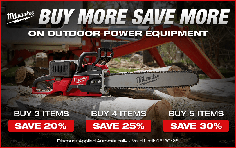 Buy More Save More On Outdoor Power Equipment | Buy 3 Items Save 20%, Buy 4 Items Save 25%, Buy 5 Items Save 30%
