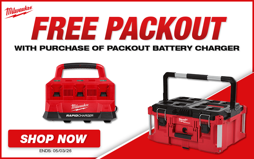 Free Milwaukee PACKOUT With Purchase of Select PACKOUT Battery Chargers