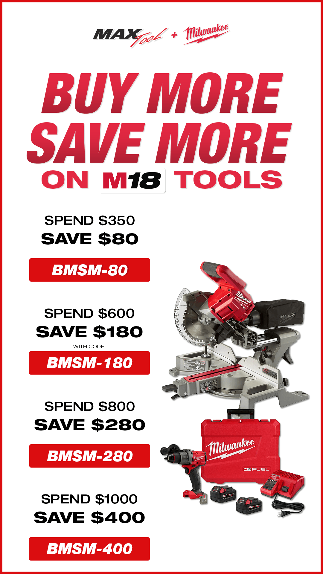 Subject: Love M18? :fire: Save Up To $400 On These Tools! Preview: Buy More, Save More with Milwaukee + Free Shipping Over $199+