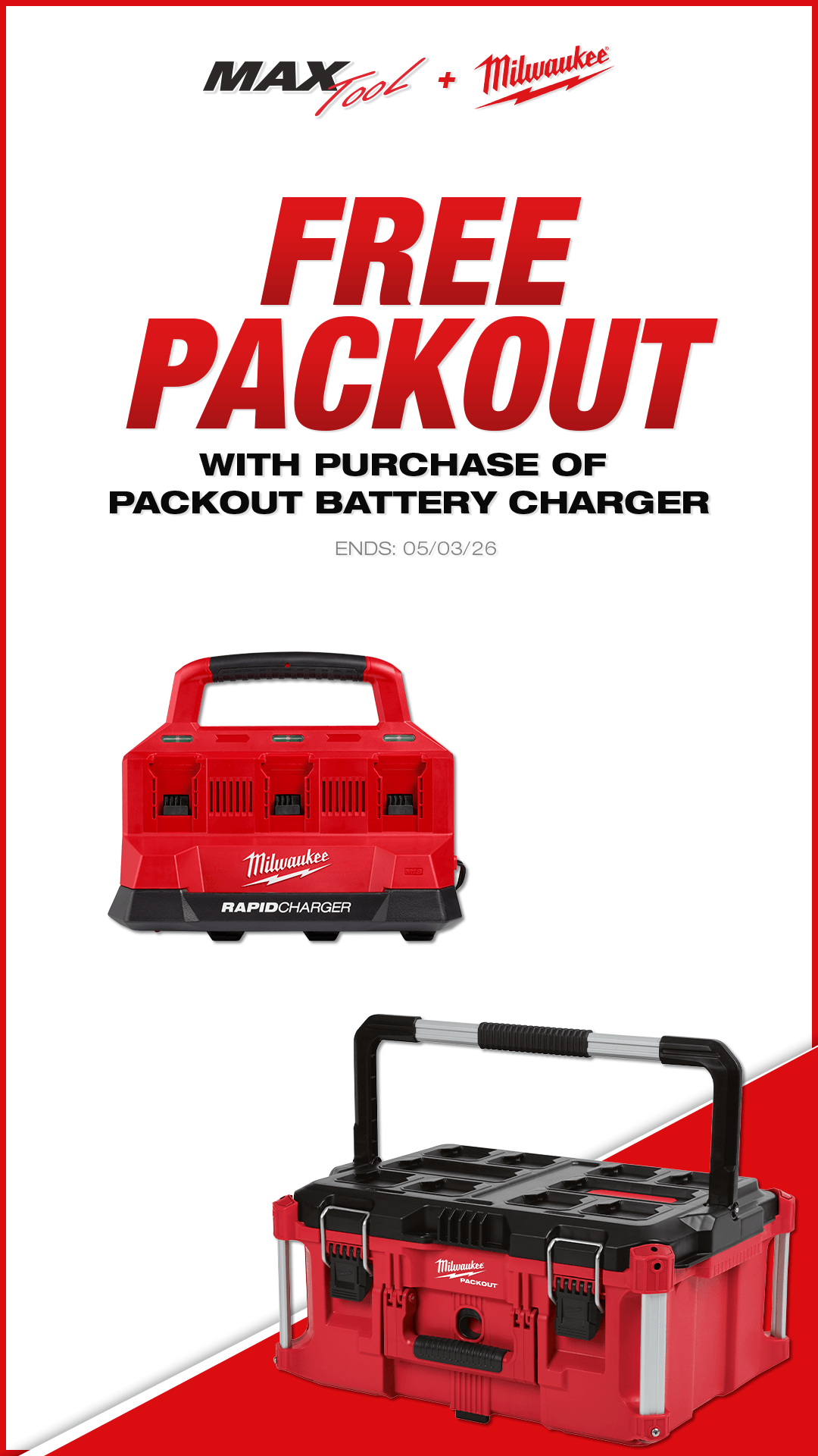 No strings. Just power :battery: Buy a Milwaukee PACKOUT charger, get a FREE bare tool.