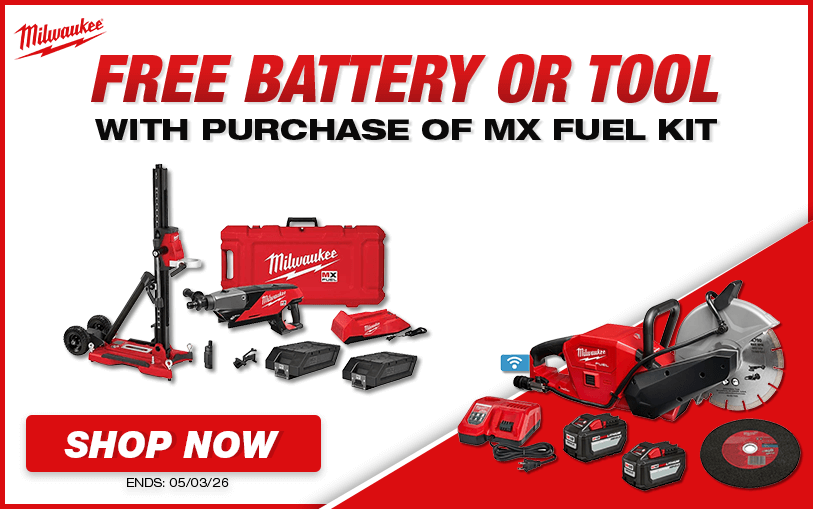FINAL WEEK: Free Milwaukee Battery or Bare Tool With Purchase of Select MX FUEL Kits