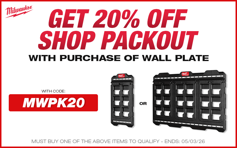 FINAL WEEK: Get 20% Off Shop PACKOUT With Purchase of Select Milwaukee Wall Plates