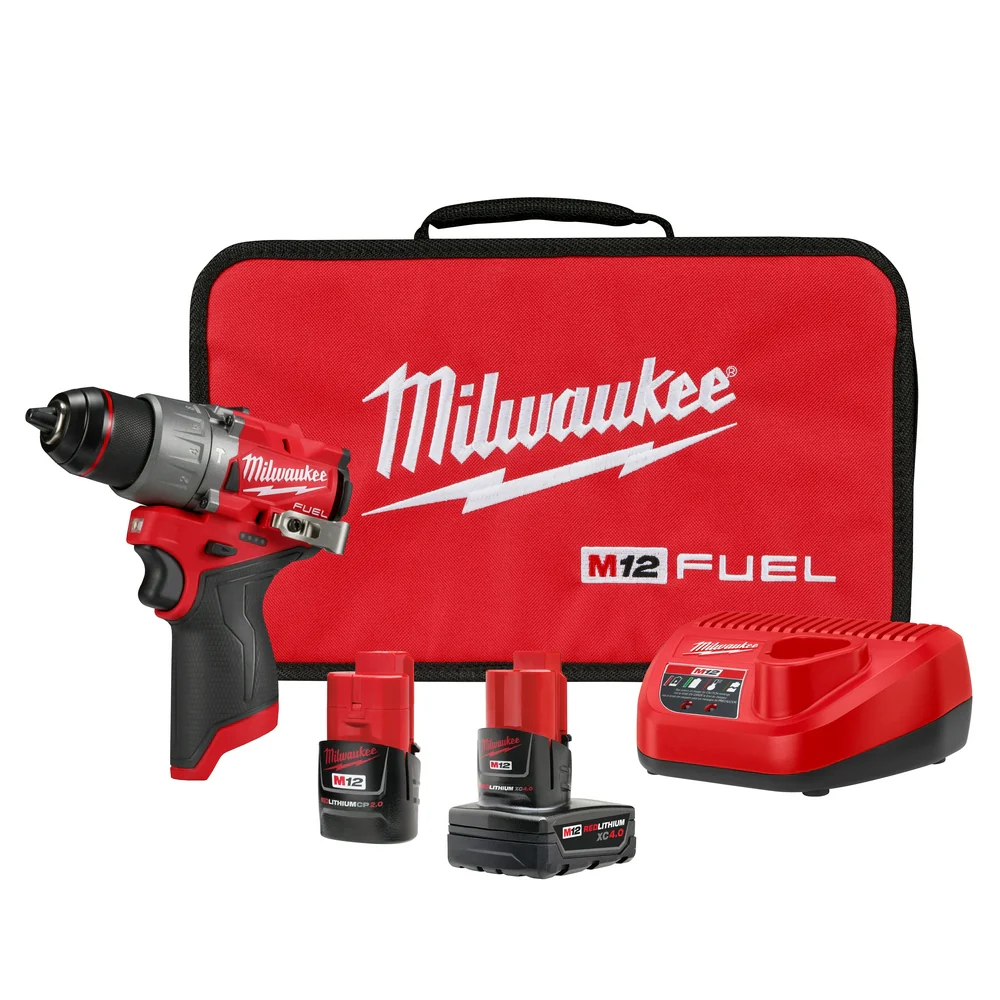 Image of Milwaukee 3404-22 M12 FUEL 12V 1/2" Cordless Li-Ion Hammer Drill/Driver Kit