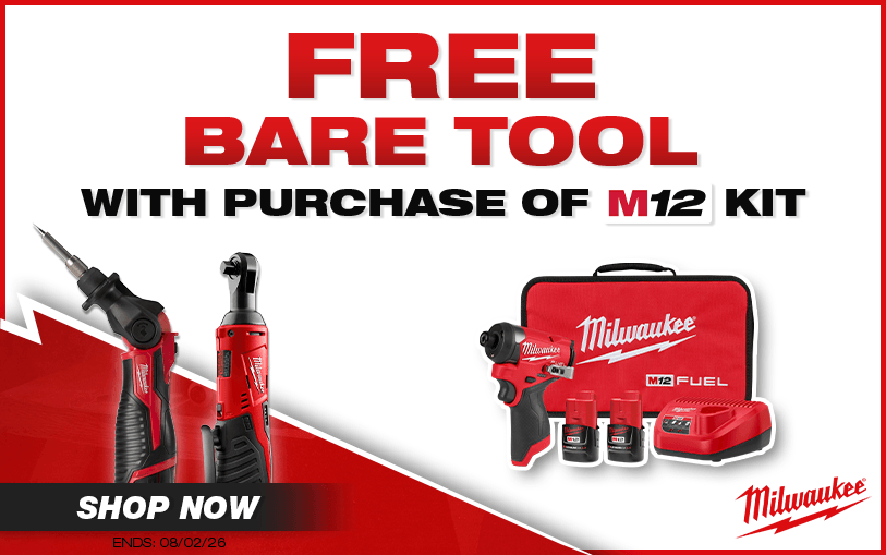 Free Milwaukee Bare Tool With Purchase of Select M12 Tools