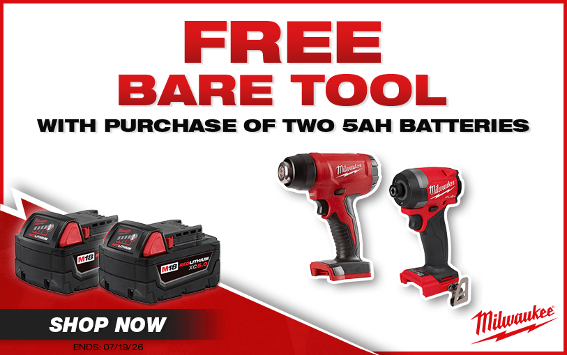 Free Milwaukee Bare Tool With Purchase Of This 2 Pack of Batteries