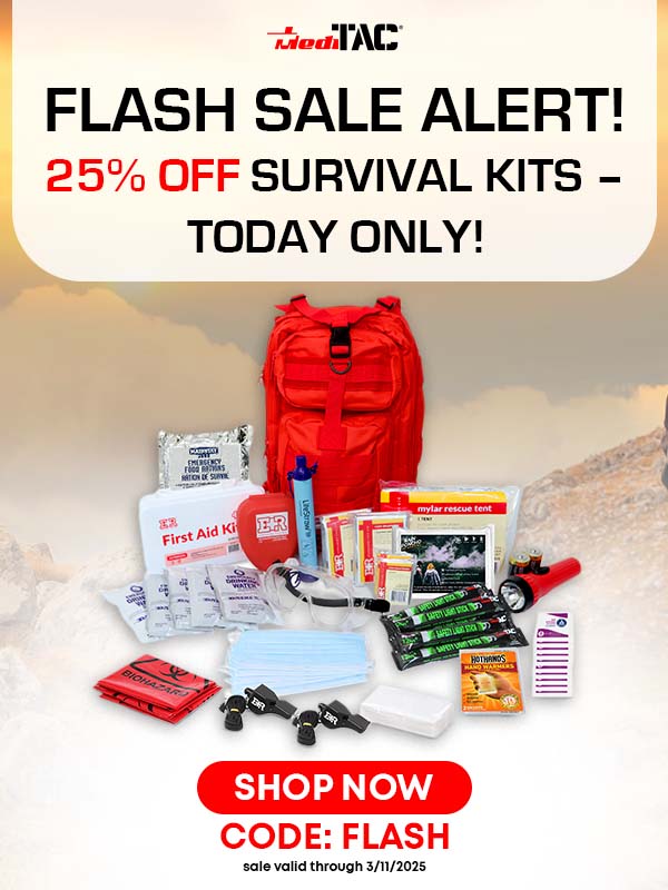 Flash sale alert! 25% off survival kits today only! Use code: FLASH