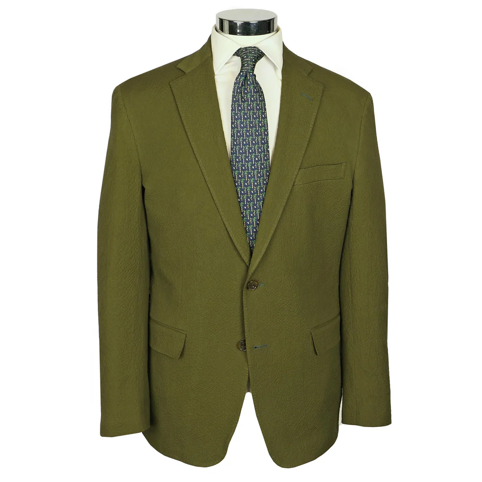 Seersucker Blazer - "Cocktail Olive"  Seersucker Sport Coat Cocktail Olive Seersucker Sport Coat