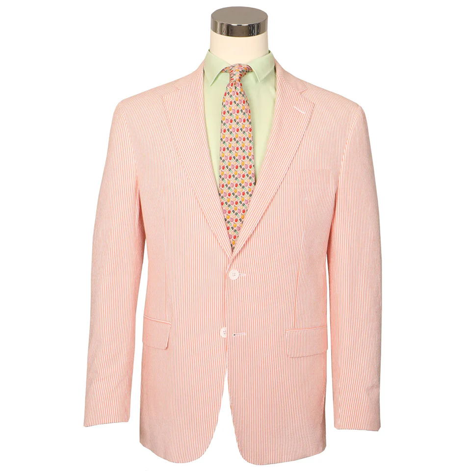 Seersucker Blazer - "Satsuma Orange"  Seersucker Sport Coat Satsuma Orange Seersucker Sport Coat