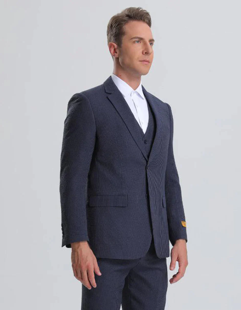 Kentucky Derby Seersucker Suits For Men - Big and Tall Seersucker Suit Boys Designer 2 Button Summer Seersucker Wedding Suit in Tan