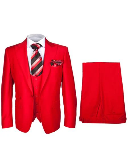Rossiman Red Slim Fit Suit for Men – Stylish Double-Breasted Jacket
