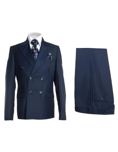 Rossiman Blue Slim Fit Suit for Men