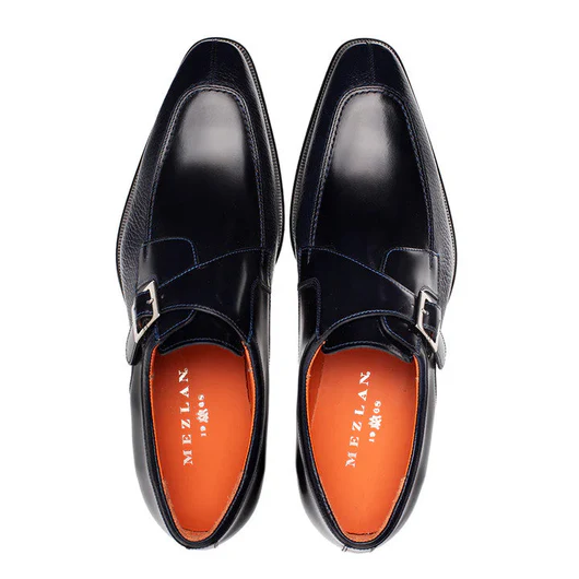 Pego Monk Strap  Blue By Mezlan Made In Spain Brand