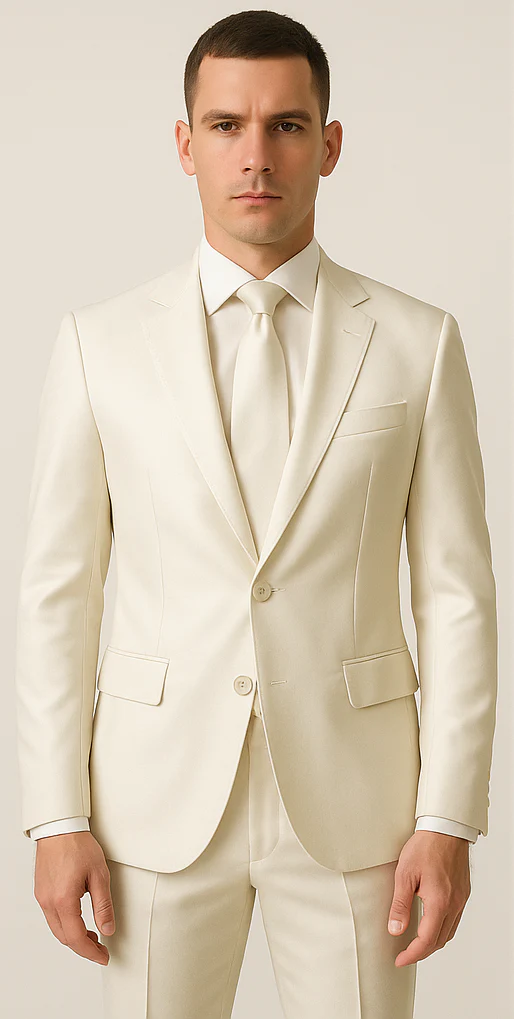 Rossiman Men’s Royal Blue Glossy Sateen Suit – Bold & Refined Look