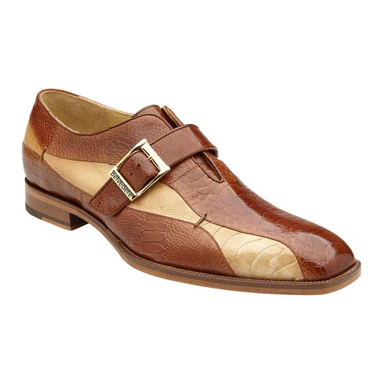 Belvedere Mens Camel Ostrich Leg Leather Shoes Marte