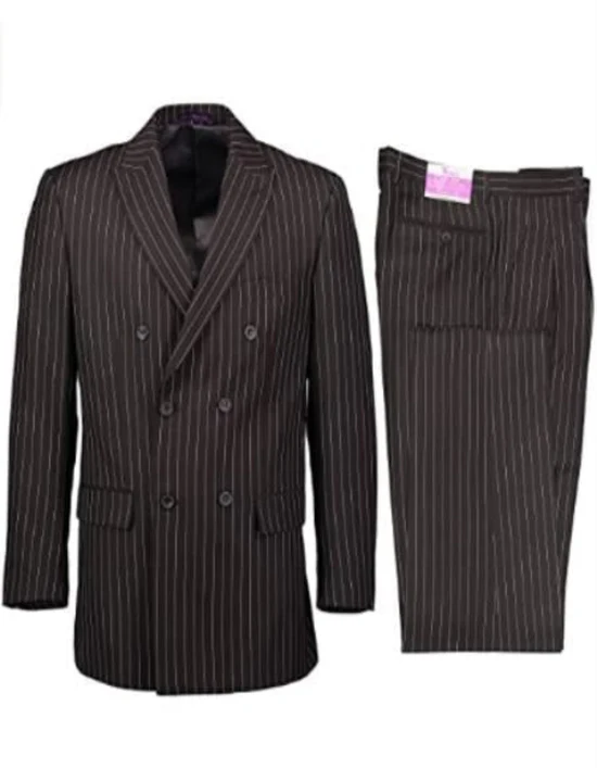 1920s Gangster Custom - Black Bold Gangster Pinstripe Suit