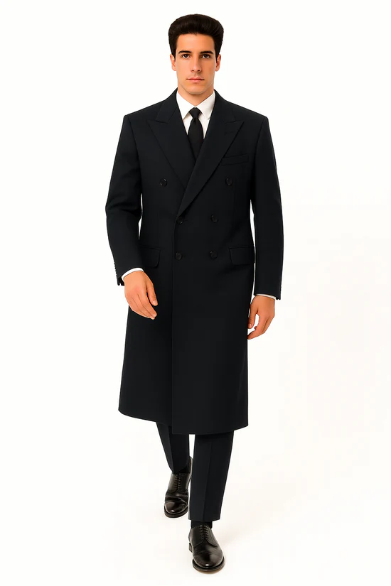 Men'S Six Buttons Black Fully Lined Men'S Overcoat Long Coats Winter Men'S Topcoat Sale