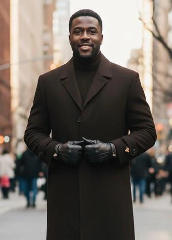Men's Brown Single Breasted Full Length Top Coat Seattle