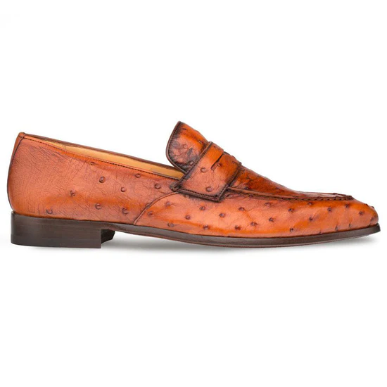 Mezlan Lisbon Ostrich Quill Penny Loafers Brandy (4561-S)