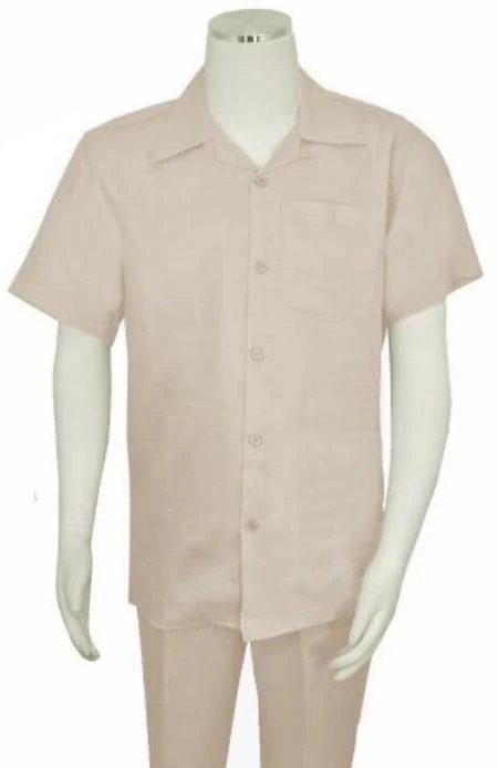 Mens Linen Walking Suit - "Beige" Summer Outfit - Mens Linen Suit