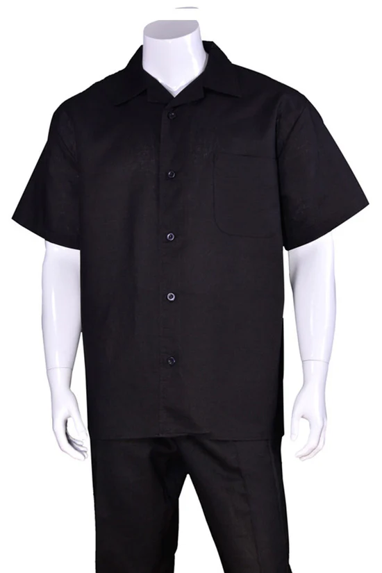 Linen Men's Black Walking Suit by Milano Moda