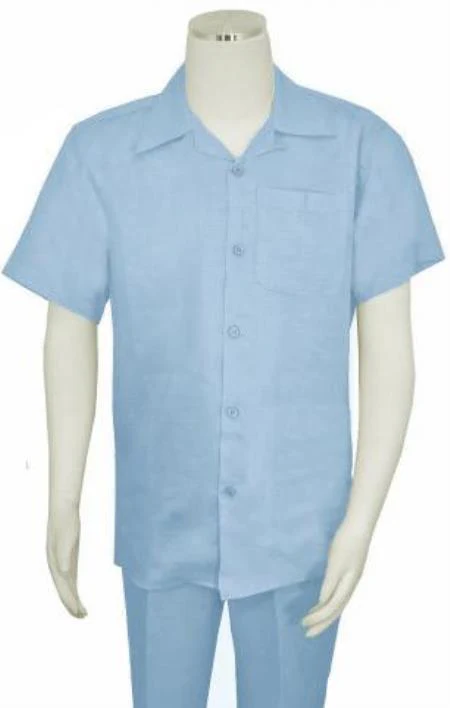 Mens Linen Walking Suit - "Light Blue" Summer Outfit - Mens Linen Suit